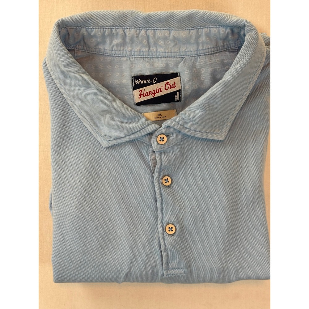 Johnnie-O Hangin Out Polo Shirt Mens XL Light Blue Short Sleeve Cotton Blend - Picture 7 of 7